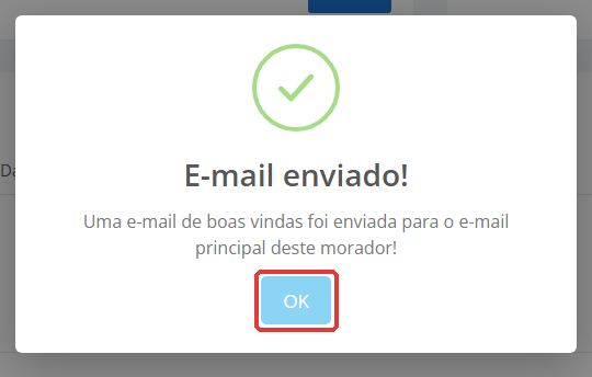 Mensagem de que o e-mail foi enviado